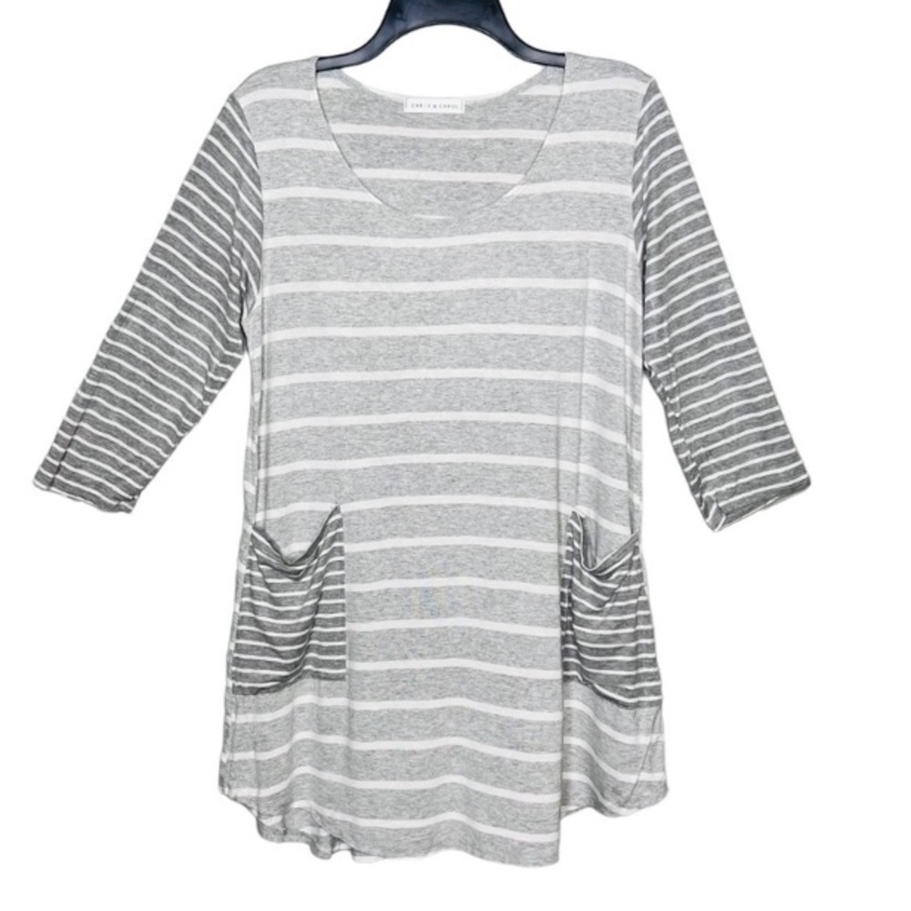 Chris & Carol Large Striped Tunic Soft New
Front pockets